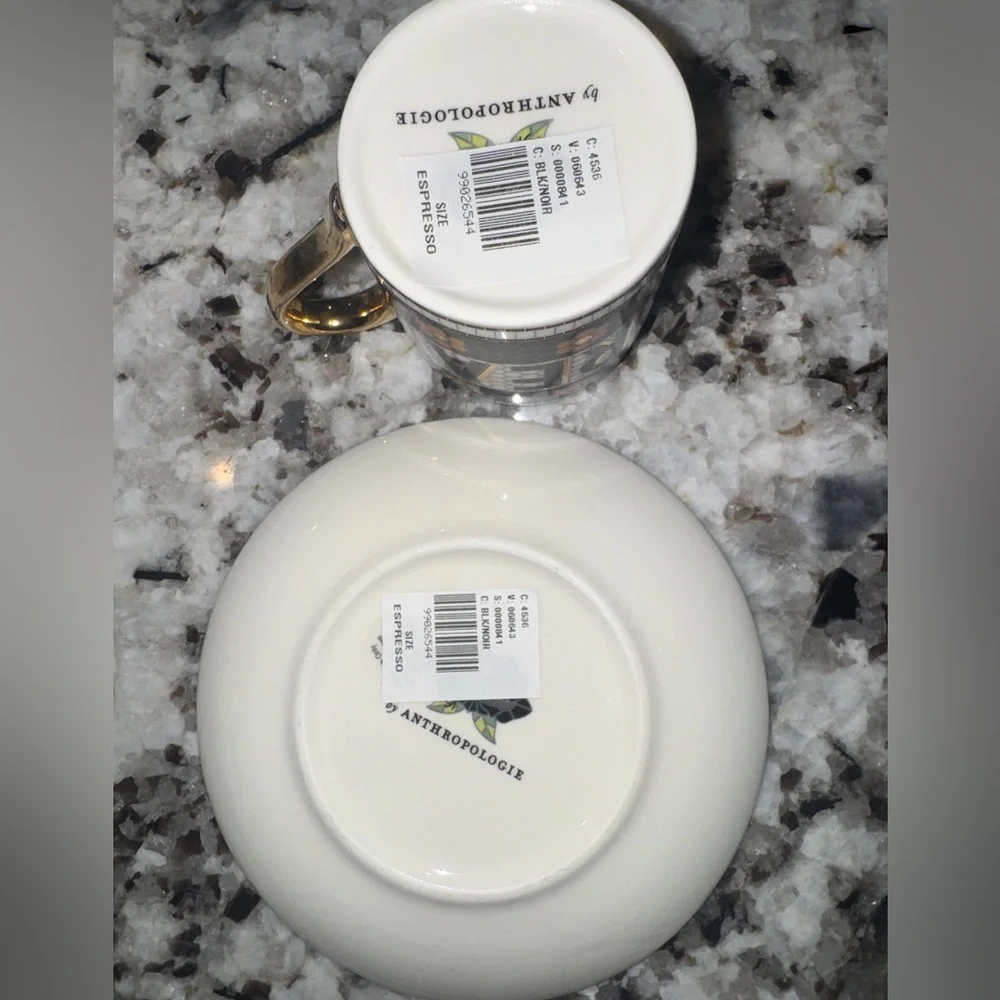 NEW Anthropologie The Bistro Tile Stoneware Espresso Cup: Halloween Edition